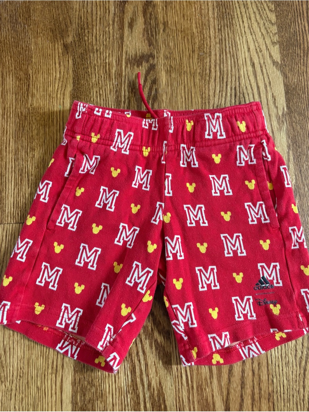 adidas Red Kids' Mickey M Print Athletic Shorts